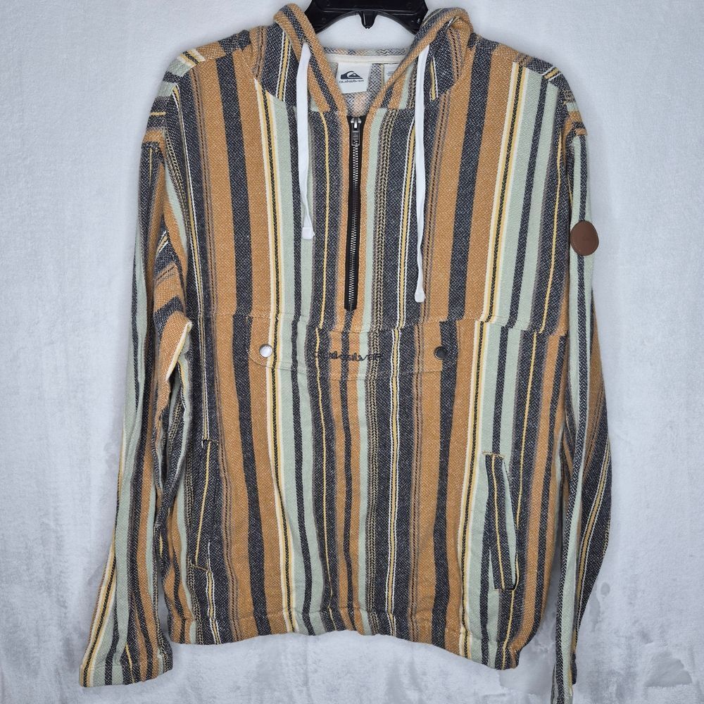 Quiksilver Striped Pullover‎ Hoodie Size Small
